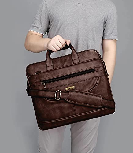 Image of LOREM Unisex Mat Maroon Textured Artificial Leather Laptop Bag BG23