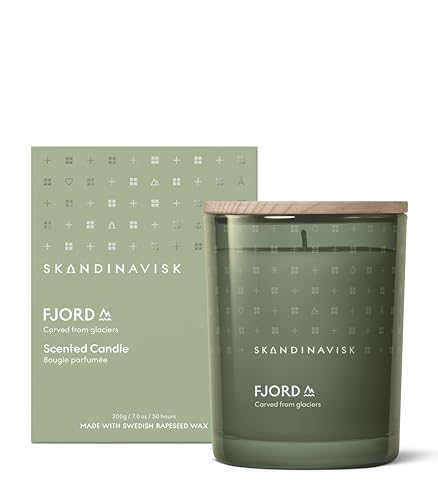 Skandinavisk Fjord Scented Candle. Fragrance Notes: Apple and Pear Blossom Orchard Fruits and Redcurrants. 200 g.