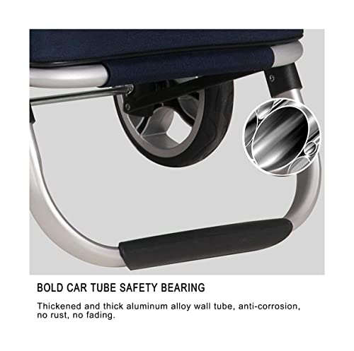 QUANLI Faltbarer Einkaufstrolley, 50 l, Aluminiumlegierung, Einkaufswagen mit wasserdichten Taschen, Rädern, groß… – Bild 7