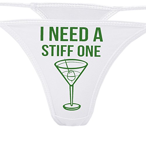 Image of Knaughty Knickers - I Need A Stiff One White Thong - Fun Flirty Underwear - Panty Game Bachelorette Bridal Lingerie Shower