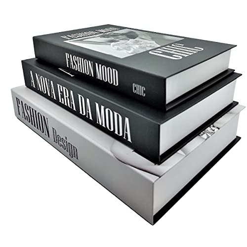 Conjunto Livro Caixa Decorativa Fake Design Branco e Preto