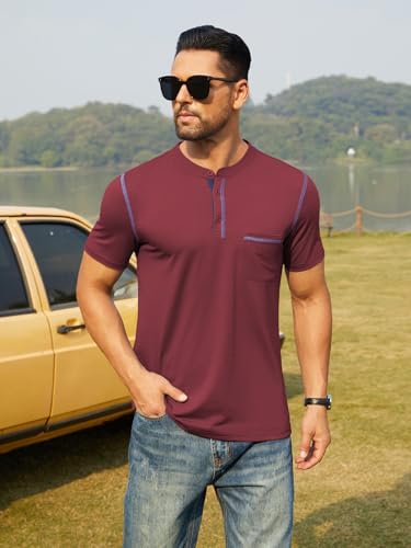 Hardaddy Men's Short Sleeve Henley Shirts Casual Summer Lightweight Button Henley Solid T-Shirt Tops2