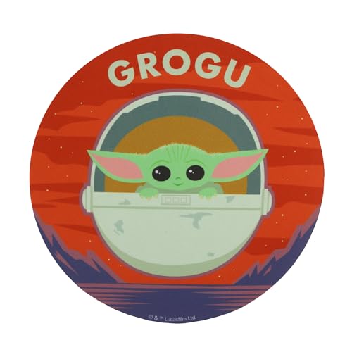 WONDEE Baby Yoda Star Wars Tapis de Souris Rond avec Design Exclusif Grogu The Mandalorian, Tapis Souris Enfant en Fibre Extrafine, Lavable à la Main et Antidérapant,...