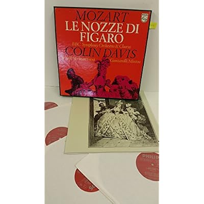 MOZART, COLIN DAVIS, BBC SYMPHONY ORCHESTRA & CHORUS, WIXELL, NORMAN, FRENI, GANZAROLLI, MINTON le nozze di figaro, libretto, 4 x lp boxset, 6707 014