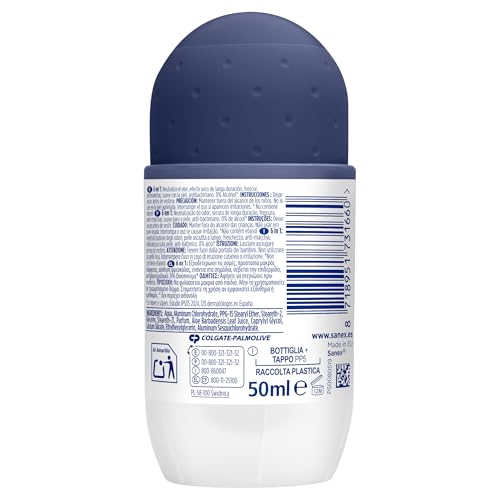 Miniatura 3 de Sanex Men Active Control Desodorante Roll-On para Hombre, Pack 6 Uds x 50 ml, Protección 48H, Antitranspirante, Anti Irritación, 0% Alcohol, Combate el Mal Olor, Larga Duración