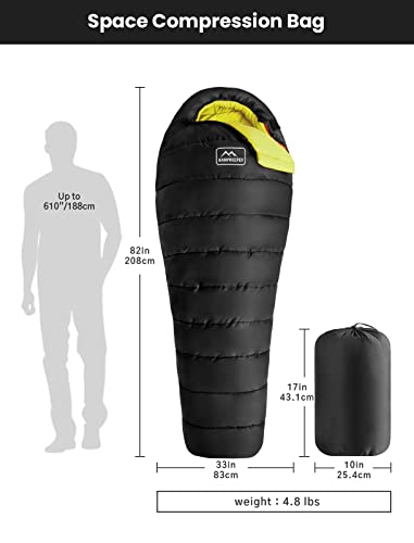 KAMPKEEPER Bolsa de Dormir Momia para Adultos, Para Camping en Clima Frío, 3-4 Estaciones, Cremallera Anti-Enganches con Capucha Ajustable para Mochilero y Senderismo miniatura 4