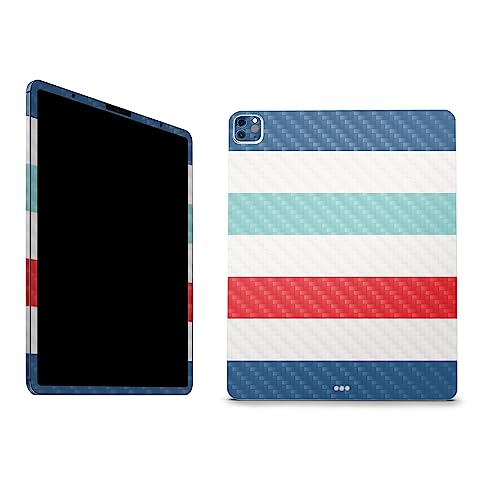 Image of MightySkins Carbon Fiber Skin Compatible with Apple iPad Pro 12.9 inch M2 6th Gen (2022) Full Wrap Kit - Sailor Stripes | Protective Durable Textured Carbon Fiber Finish | Easy to Apply | Made in The USA