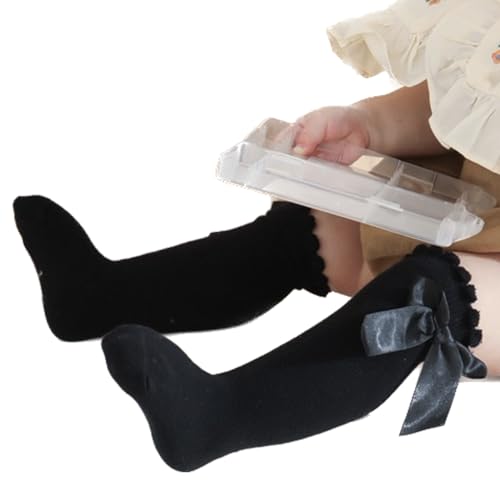 Baby Girl Knee High Socks - Toddler Long Socks with Bow & Ruffles for Infants2