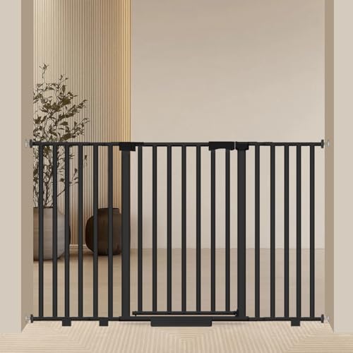 Amibud Extra Wide Baby Gate Fits 30-63 Inch Wide Opening Toddler Pet Gate for Stairs Doorways Hallways Indoor Walk Thru Large Long Dog Gates Pressure Mounted White