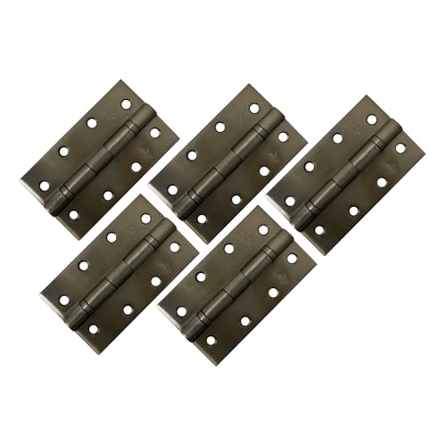 Image of Godrej Door Fittings | 5 inch x 14 Gauge Plain Joint Door Butt Hinges (Pack of 1, 5 Pcs /Pack) | Antique Brass Finish, Smooth Operation | 4 Holes Kabza for Heavy Duty Door, Home, Office | 1 Yr Warranty