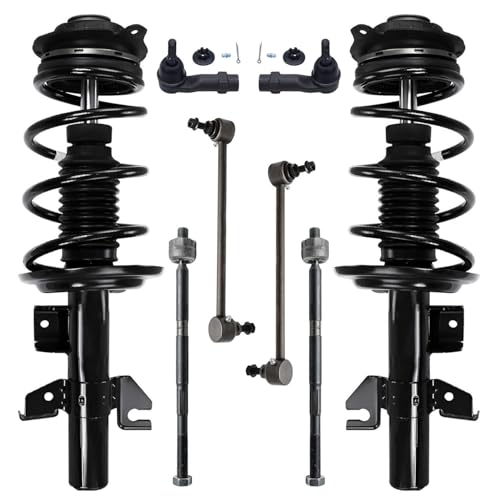 Image of Detroit Axle - 8pc Front Struts Kit for 2013 2014 2015 2016 Dodge Dart 2 Struts with Coil Spring 2 Sway Bar Links 4 Outer Inner Tie Rods Replacement Suspension Kit