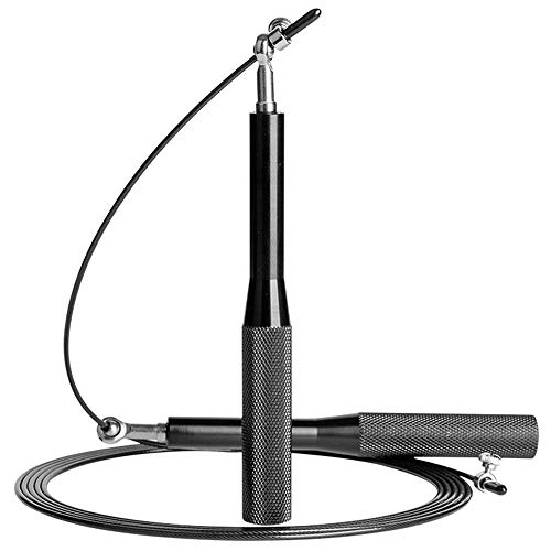 I Kua Fly Cuerda para Saltar para Hacer Ejercicio, Combas de Fitness Alta Velocidad y Ajustable Ideal para Boxeo, MMA, Crossfit y Ejercicio de Gimnasio (Negro)