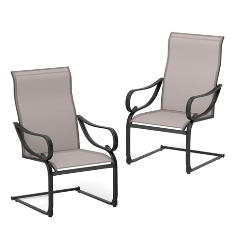 GIANTEX 2er Set Gartenstühle, freischwinger Esszimmerstühle mit Hochlehner, Balkonstühle wetterfest aus Textilene & Metallrahmen,...
