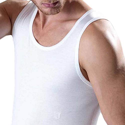 GICIPI Canotta Cotone pregiato Spalla Larga Intima in Filo di Scozia da Uomo Pacco da 4 (IT, Testo, L, Regular, Regular, Bianco)