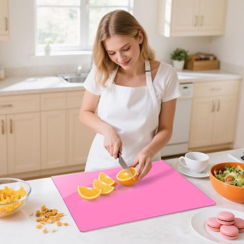 Tabla de cortar acrílica rosa claro, grande 41.91 cm x 34.04 cm con bases antideslizantes de silicona para cocina miniatura 5