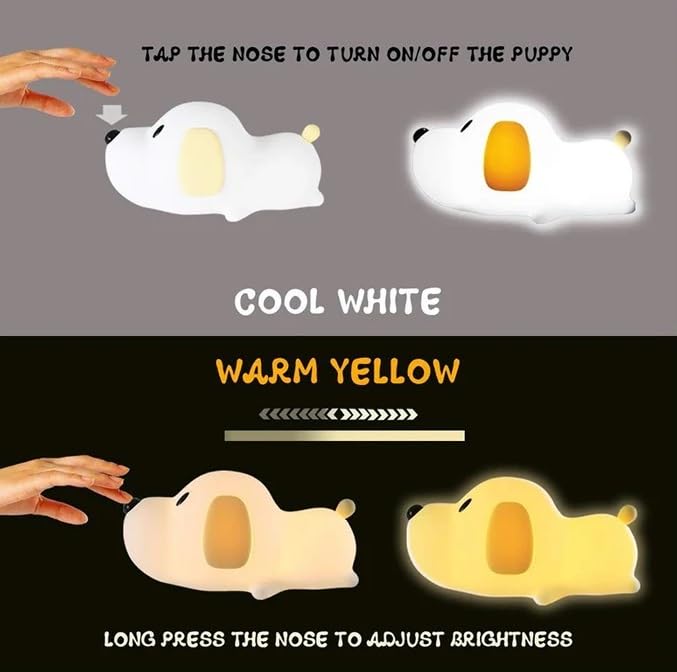 Image of Desidiya Sleeping Puppy Rechargeable Silicone Night Lamp - Cute Puppy LED Lamp, Kids Night Light, Nursery Decor, Birthday Gift, Silicone LED Light