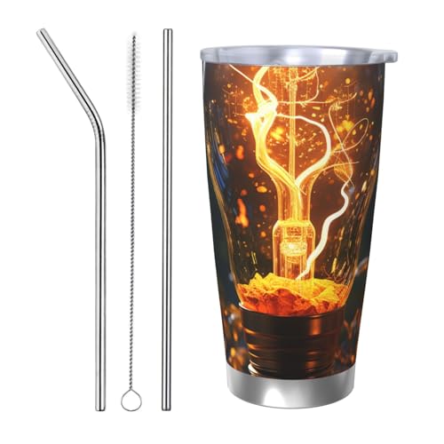 MXZERFKGLA Vaso de café aislado de 20 onzas con tapa y pajilla, vaso de doble pared aislada al vacío, a prueba de derrames, taza de café de viaje, regalos para hombres y mujeres, cumpleaños, Navidad