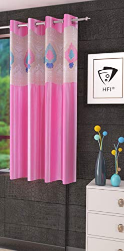 Image of LaVichitra Polyester Window Curtain with Designer Net (5ft, Pink) -1 Piece