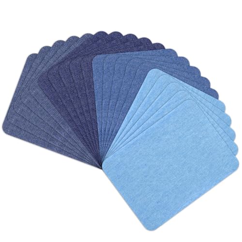 20 parches para planchar, 4 tonos azules, para interior y exterior, parches de reparación de tela para ropa, parches de reparación para planchar
