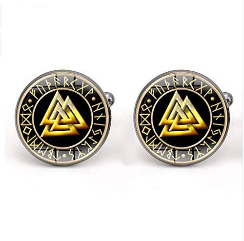 Boutons de manchette rétro viking avec runes nordiques Cover