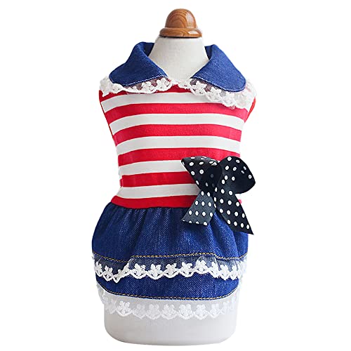 Louseshuer Dog Dress,July 4Th Usa Flag Pet Costumes,Summer Dog Clothes,Dog Stripes Skirt For Small Dog And Cat,Independence Day Or Memorial Day (X-Small) #TOP1