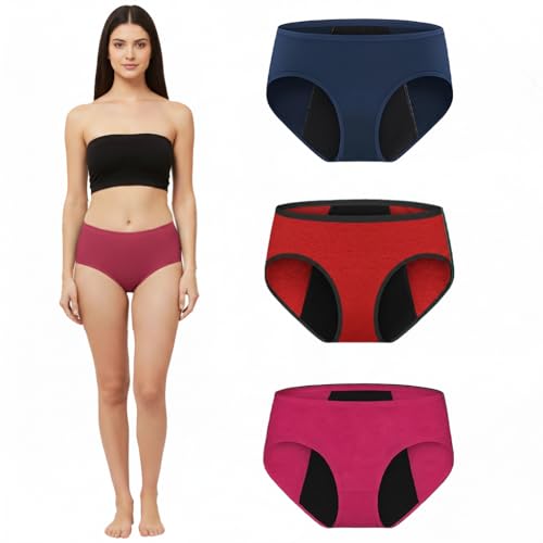 Image of Lazia Period Panty for Women | Heavy Flow Leakproof Reusable Menstrual Womens Panties | Stretchable, Soft, and Secure fit High Absorbent| 2 Years Reusable Pack of 3