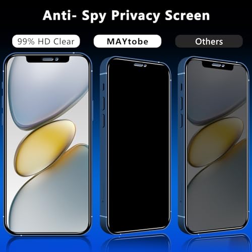 Image of MAYtobe [2+2 Pack Designed for iPhone 12 Mini Privacy Screen Protector, Privacy Tempered Film with Camera Lens Protector for iPhone 12 mini, No Bubbles, Anti Scratch, Easy to Install