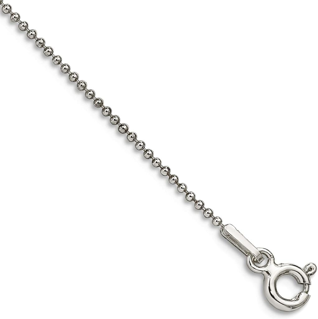 JewelryWeb 925 Sterling Silver Hollow Polished 1mm Beaded Necklace Spring-Ring Pendant Necklace for Women