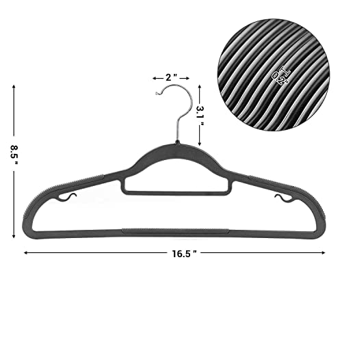 Image of Ginoya brothers Plastic Clothes Hangers, Upgraded Rubber Stripe Non-Slip Coat Hangers, Dry Wet Trousers Pants Hangers, Space Saving Hanger. (Simple-Black, 10)