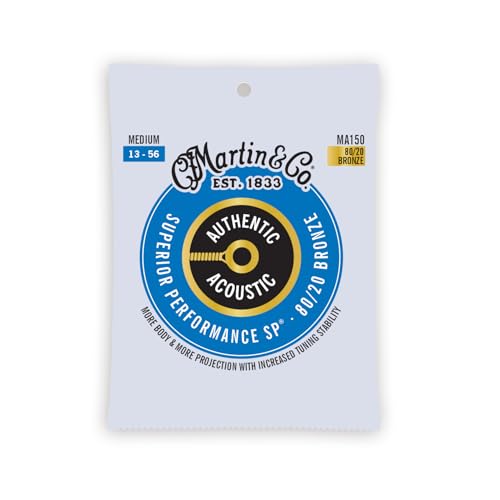Martin Authentic Acoustic Guitar Strings, Superior Performance Medium 13-56, 80/20 Bronze