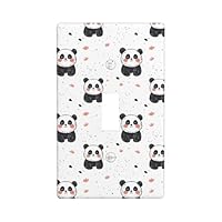 Cartoon Panda Cute Print Light Switch Cover Plate, 1- Gang Standard Size 4.5\" x 2.76\", Decorative Toggle Wall Plate Covers, Unbreakable Polycarbonate Thermoplastic
