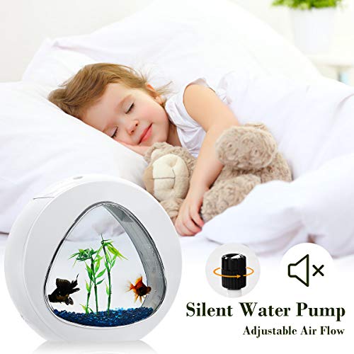 Spsupe 1 Gallon Aquarium Fish Tank, Fish Bowl With Led Light And Power Filter, Acrylic Betta Fish Tank With Artificial Aquatic Plants, Blue Jean Aquarium Gravel #TOP5