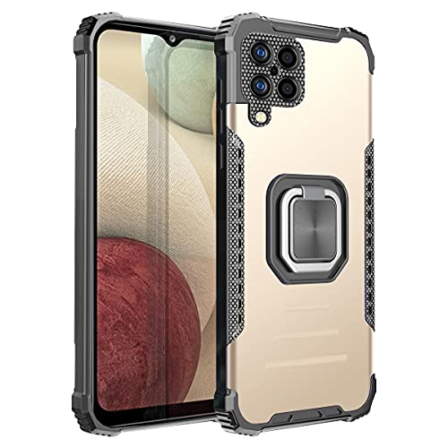 MOONCASE Case for Samsung Galaxy A12 5G, Soft TPU Cover Shockproof Scratch Resistant Camera Lens Protection Metal Stand Case for Samsung Galaxy A12 5G 6.5" (Golden)