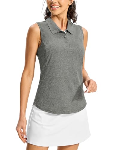 Image of BGOWATU Women's Golf Shirts Sleeveless Polo Shirts Collared 3 Buttons Tennis Tank Tops UV Protection Quick Dry