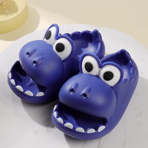 Cute Cartoon Design Kids Sandals Boys Toddler Girls Dinosaur Slippers Friendly Shoes with Non-Slip Comfy Thick Sole for Beach Pool Shower Indoor and Outdoor Use(Little Kid 10.5-11.5(175mm), Blue)3
