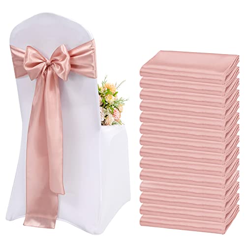 Teruntrue 50 Pièces Écharpes de Chaise en Satin Or Rose Chaise Décorative Arc Conçu Couverture de Chaise Écharpes de Chaise pour Réception de Mariage Hôtel Maison...
