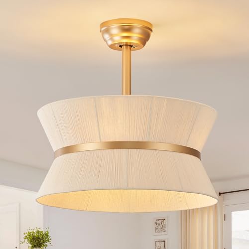 Boho Ceiling Fan with Light and Remote Rattan Chandelier Fan