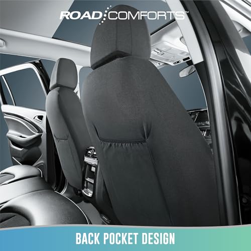 Image of Car Automotive Seat Cover, Sport Carbon Fiber with Breathable Mesh Front Seat Cover, Solid Black Color Car Seat Protectors, Automotive Interior Covers, Universal Fit for Cars, SUV and Trucks