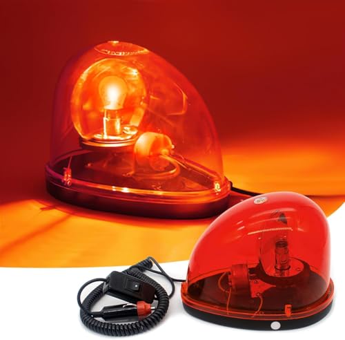 YIK TUNG 回転灯 回転式警告灯 車 非常用 車ライト シガーソケット電源 強力マグネット付き 警告灯 安全 誘導 防犯 工場/建設現場/公共の場所に適応 電球タイプ 12Ⅴ (レッド)