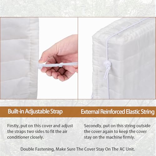 Image of Air Conditioner Cover Indoor, AC Covers for Inside Window AC Unit Cover with Reinforced Elastic String, Double Insulation, 28 inchx20 inchx3.5 inch Cream White