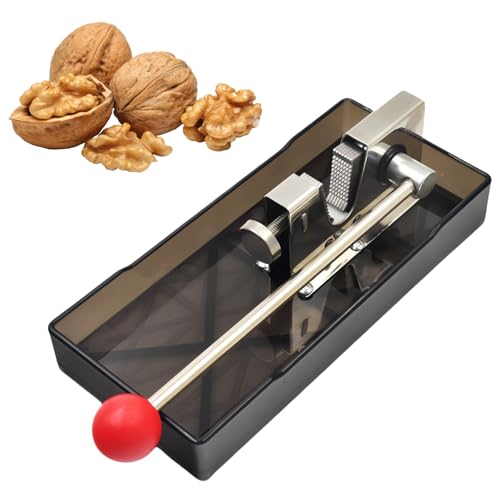 Frezonika Nut Crackers for All Nuts with Heavy Duty Acrylic Base, Stainless Steel Silver Nutcracker for Black Walnuts Pecan Macadamia, Manual Adjustable Jaws Nutcracker Tool (Classic Silver)