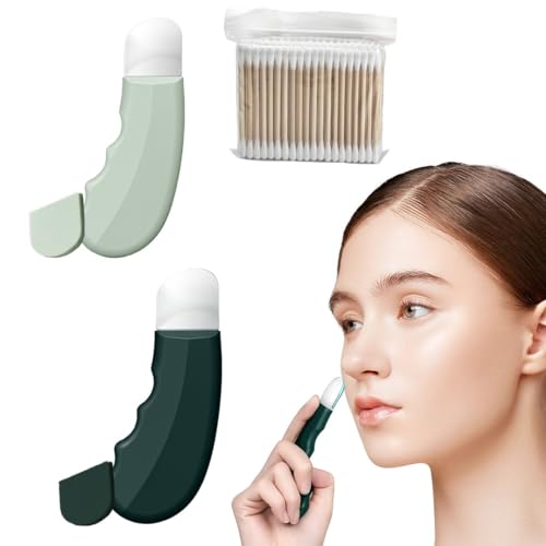 JEYORZY 2 Pcs Removedor de Puntos Negros,Raspador de Puntos Negros,Blackhead Remover con 100 Hisopos de Algodón,para Eliminar Puntos Negros Faciales y Nasales