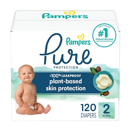 Image of Pampers Baby Diapers - Pure Protection - Size 2, 120 Count, for up to 100% Leakproof, Premium Plant-based Skin Protection
