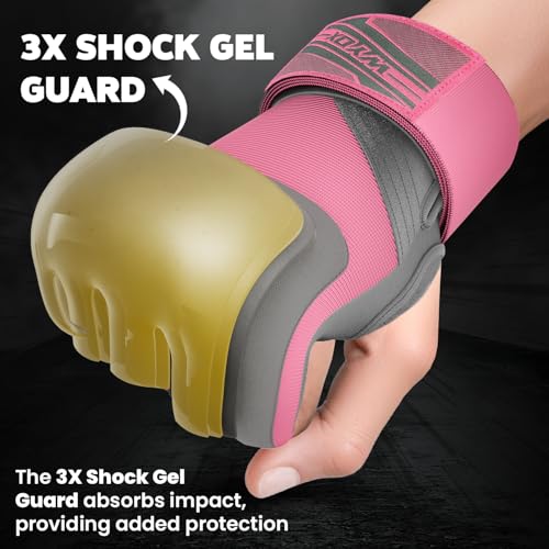 Image of WYOX Neoprene Gel Boxing Hand Wraps Inner Gloves for Men & Women - 80cm /31in Quick Wrist Strap, Padded Knuckle Protection, Fingerless MMA Muay Thai Kickboxing Wraps for Training & Martial Arts