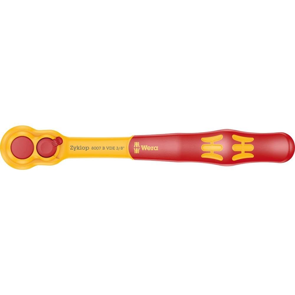 Wera 05004966001 8007 B VDE Carraca Zyklop, Aislada, con Palanca de Conmutación y Arrastre de 3/8", 222 mm