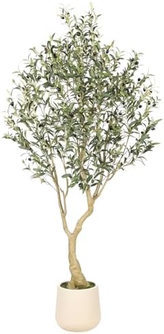 Realead 6ft Artificial Olive Tree with Tall Exquisite Planter - R...