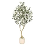 Realead 6ft Artificial Olive Tree with Tall Exquisite Planter - Realistic Faux Olive Tree with Thick Trunk and Lifelike Fruits - Large Fake Olive Tree for Home Office Decor