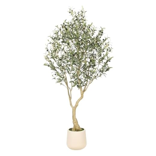 Realead 6ft Artificial Olive Tree with Tall Exquisite Planter - Realistic Faux Olive Tree with Thick Trunk and Lifelike Fruits - Large Fake Olive Tree for Home Office Decor