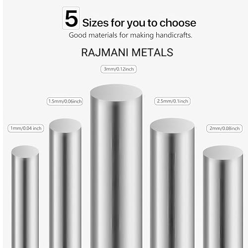 Image of Stainless Steel Round Rod, 304 Grade, 1mm Diameter x 400mm Length, Pack of 10 Nos