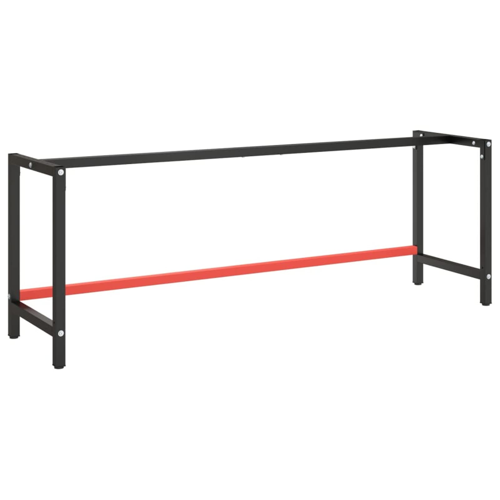 Tidyard Estructura Banco de Trabajo Metal Soporte de Mesa Taller Herramientas Moderno Base de Banco de Trabajo Negro y Rojo Mate 220x57x79cm